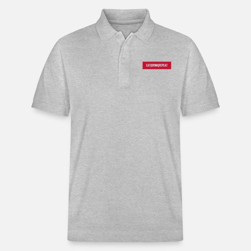 Eat Drink Repeat - Stanley/Stella Unisex Bio-Poloshirt PREPSTER - Grau meliert