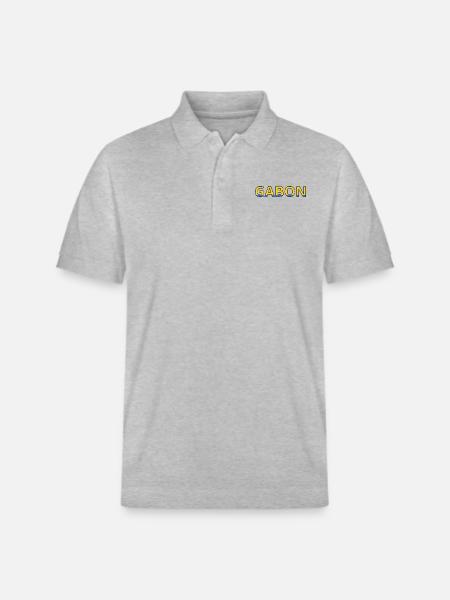 Flag of Gabon - Stanley/Stella Unisex Organic Polo Shirt PREPSTER - heather grey