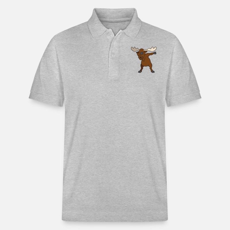 Dabbing Dab Elch - Stanley/Stella Unisex Bio-Poloshirt PREPSTER - Grau meliert