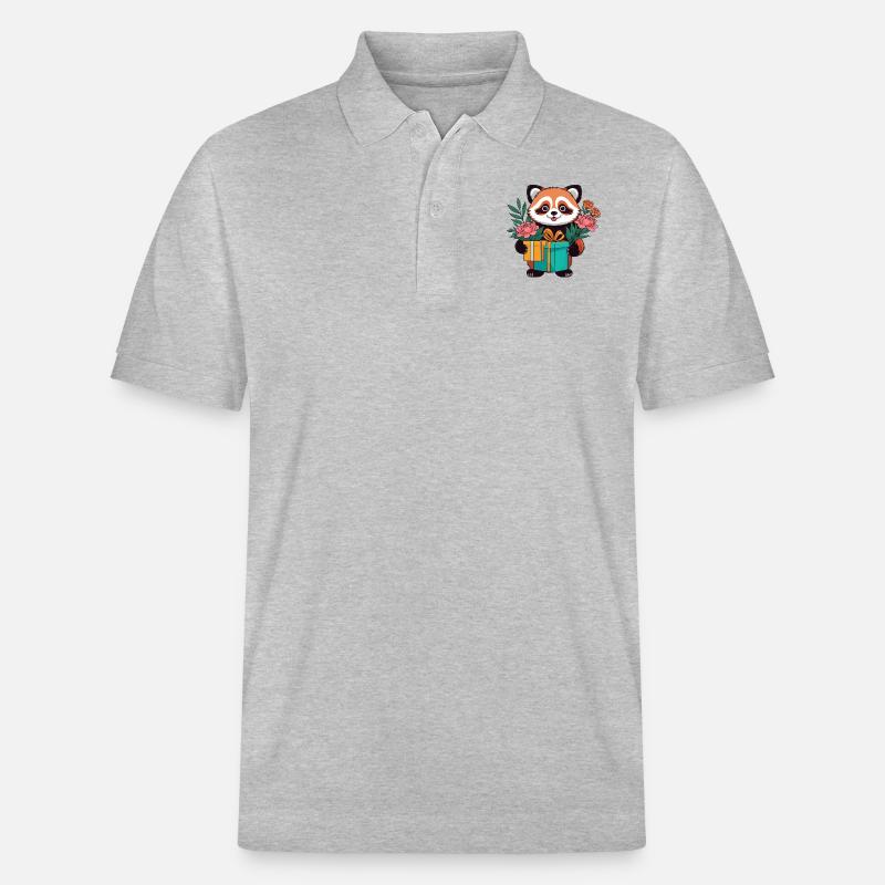 Roter Panda mit Geschenken - Stanley/Stella Unisex Bio-Poloshirt PREPSTER - Grau meliert