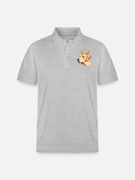 "Crowned Heads" - Labrador - Stanley/Stella Unisex Organic Polo Shirt PREPSTER - heather grey