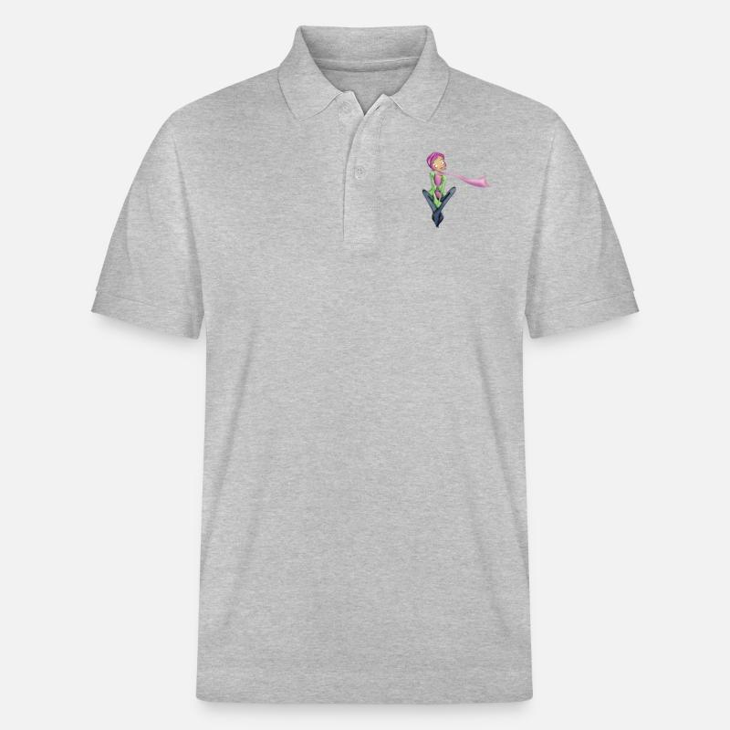 Träumerisches Mädchen - Stanley/Stella Unisex Bio-Poloshirt PREPSTER - Grau meliert