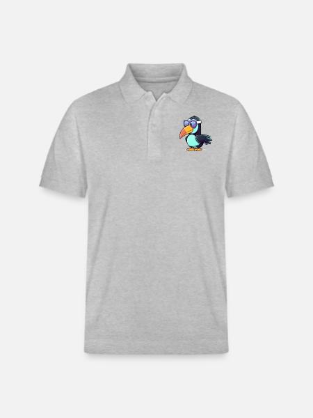 Hob the toucan - Stanley/Stella Unisex Organic Polo Shirt PREPSTER - heather grey