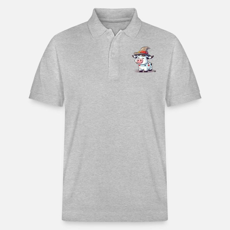 Adi la vache au chapeau - Polo PREPSTER bio Stanley/Stella Unisexe - gris chiné