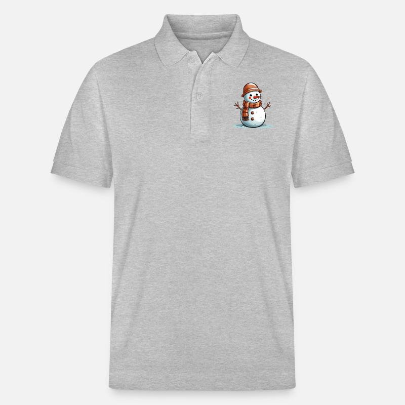 Schneemann mit braunem Schal - Stanley/Stella Unisex Bio-Poloshirt PREPSTER - Grau meliert