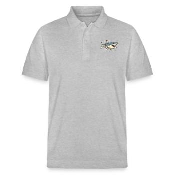 Shark Drawing - Stanley/Stella Unisex Organic Polo Shirt PREPSTER - heather grey - Front - Roxy (174cm) & Andy (188cm)