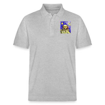 Astronaut Dog Van Gogh - Stanley/Stella Unisex Organic Polo Shirt PREPSTER - heather grey - Front - Roxy (174cm) & Andy (188cm)