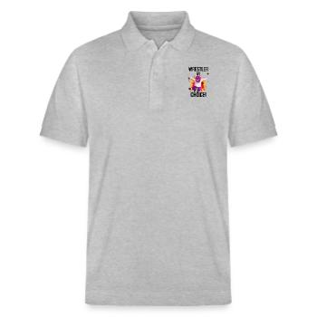 "Wrestlers by choice!" - Stanley/Stella Unisex Organic Polo Shirt PREPSTER - heather grey - Front - Roxy (174cm) & Andy (188cm)