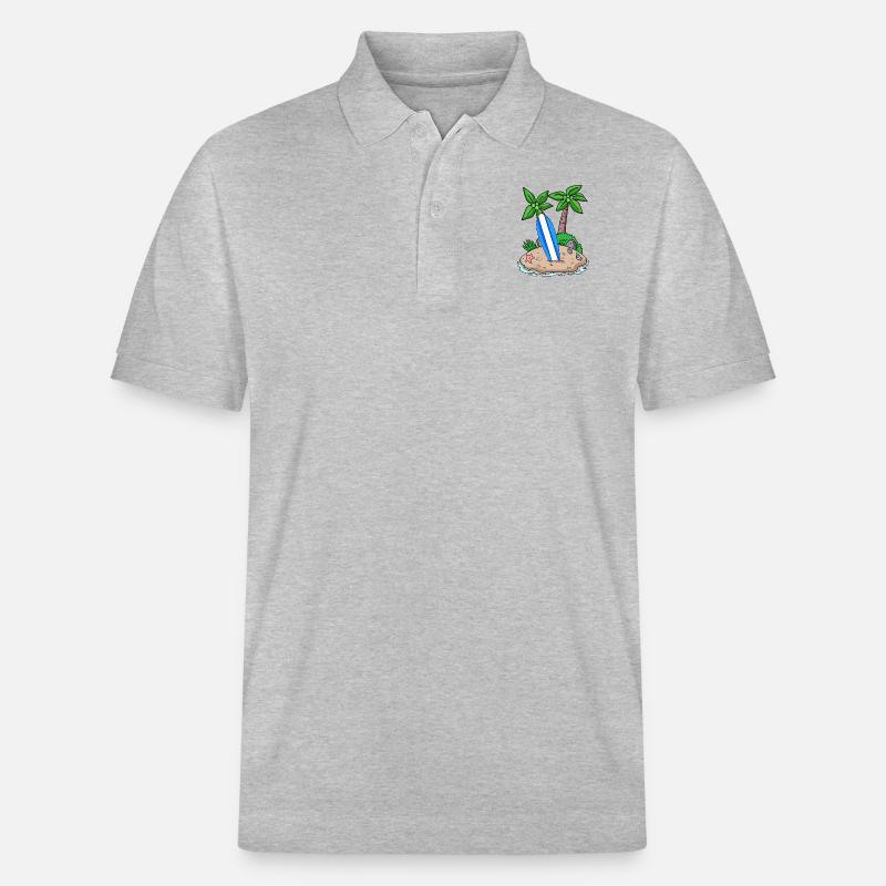 Île avec planche de surf - Polo PREPSTER bio Stanley/Stella Unisexe - gris chiné