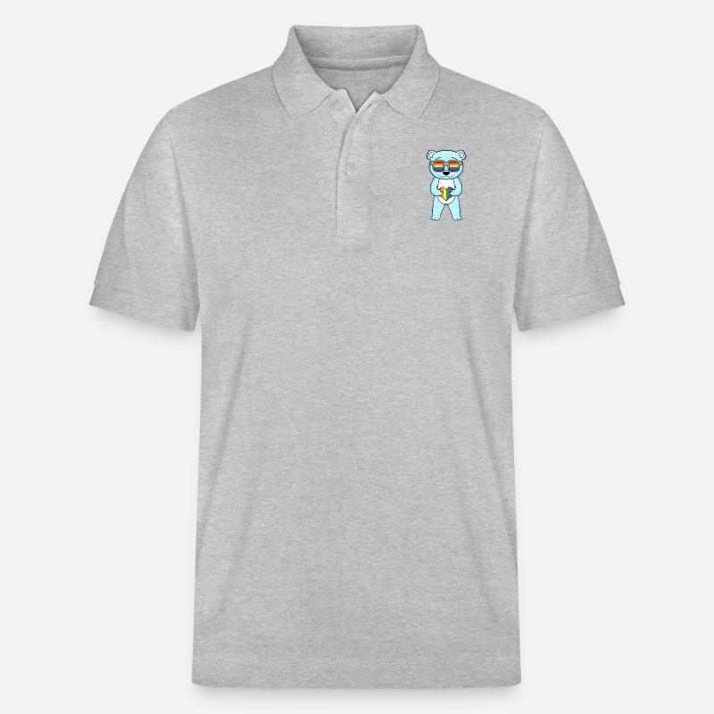 LGBT Tier Bär Regenbogen - Stanley/Stella Unisex Bio-Poloshirt PREPSTER - Grau meliert