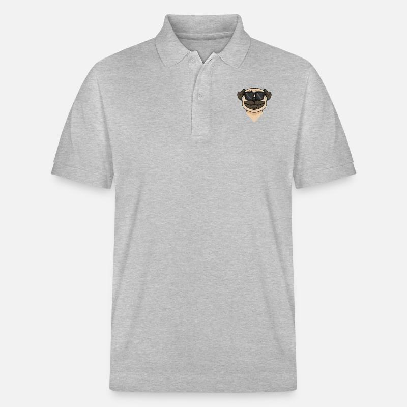 Mops Hund mit Sonnenbrille - Stanley/Stella Unisex Bio-Poloshirt PREPSTER - Grau meliert