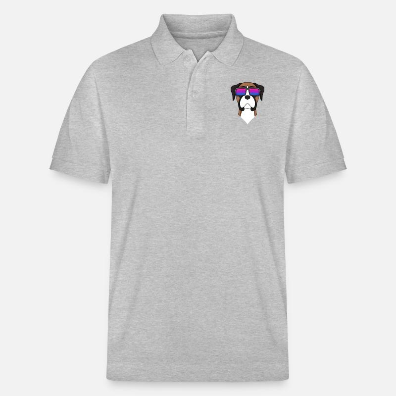 Bisexuell Deutscher Boxer Hund Geschenk - Stanley/Stella Unisex Bio-Poloshirt PREPSTER - Grau meliert