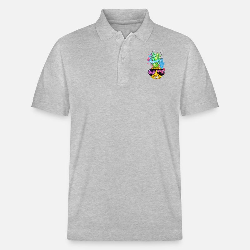 fruit d’ananas acidulé avec visage - Polo PREPSTER bio Stanley/Stella Unisexe - gris chiné