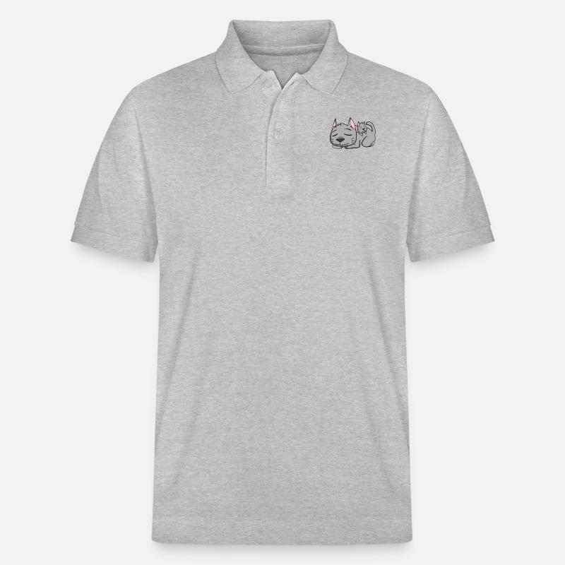 Chat avec bébé chat - Polo PREPSTER bio Stanley/Stella Unisexe - gris chiné