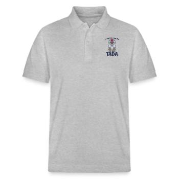 Chicken Farmer Gift Funny Chickens Country Farm - Stanley/Stella Unisex Organic Polo Shirt PREPSTER - heather grey - Front - Roxy (174cm) & Andy (188cm)