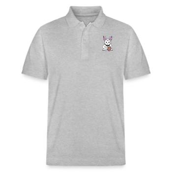 Lapin gothique Lapin gothique Gothique Pâques Emo Goth - Polo PREPSTER bio Stanley/Stella Unisexe - gris chiné - Devant - Roxy (174cm) & Andy (188cm)