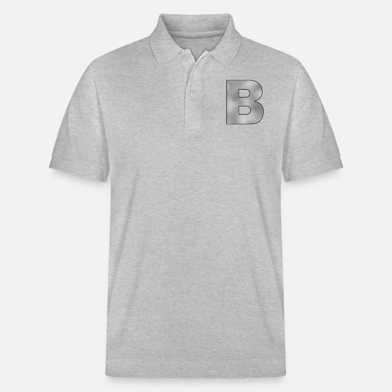 Buchstabe B Silber - Stanley/Stella Unisex Bio-Poloshirt PREPSTER - Grau meliert