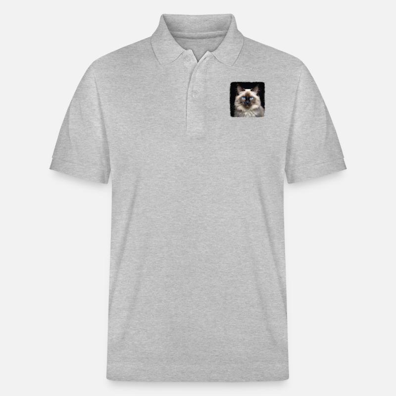 Birman Cat Birma Katze - Stanley/Stella Unisex Bio-Poloshirt PREPSTER - Grau meliert