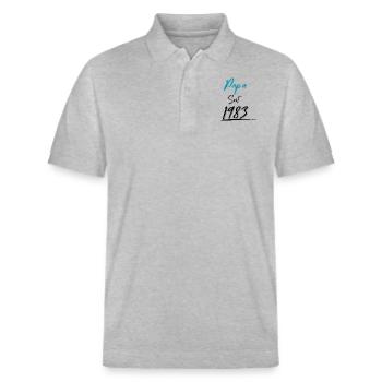 Papa seit 1983 - Stanley/Stella Unisex Bio-Poloshirt PREPSTER - Grau meliert - Vorne - Roxy (174cm) & Andy (188cm)