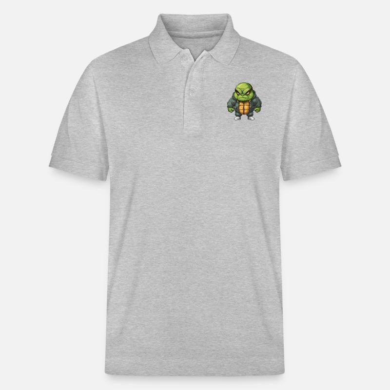 Grim Turtle Design - Cool & Unique - Polo PREPSTER bio Stanley/Stella Unisexe - gris chiné