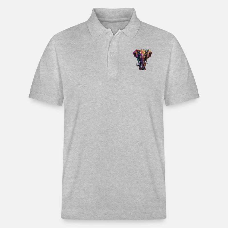 Graffiti éléphant - Polo PREPSTER bio Stanley/Stella Unisexe - gris chiné