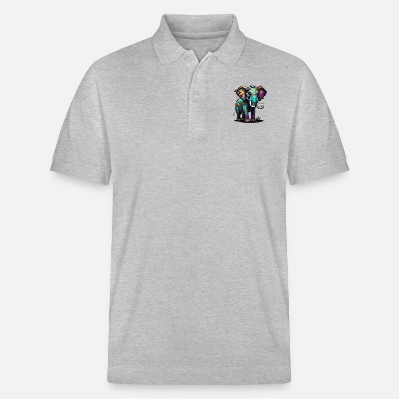 Graffiti Elefant - Stanley/Stella Unisex Bio-Poloshirt PREPSTER - Grau meliert