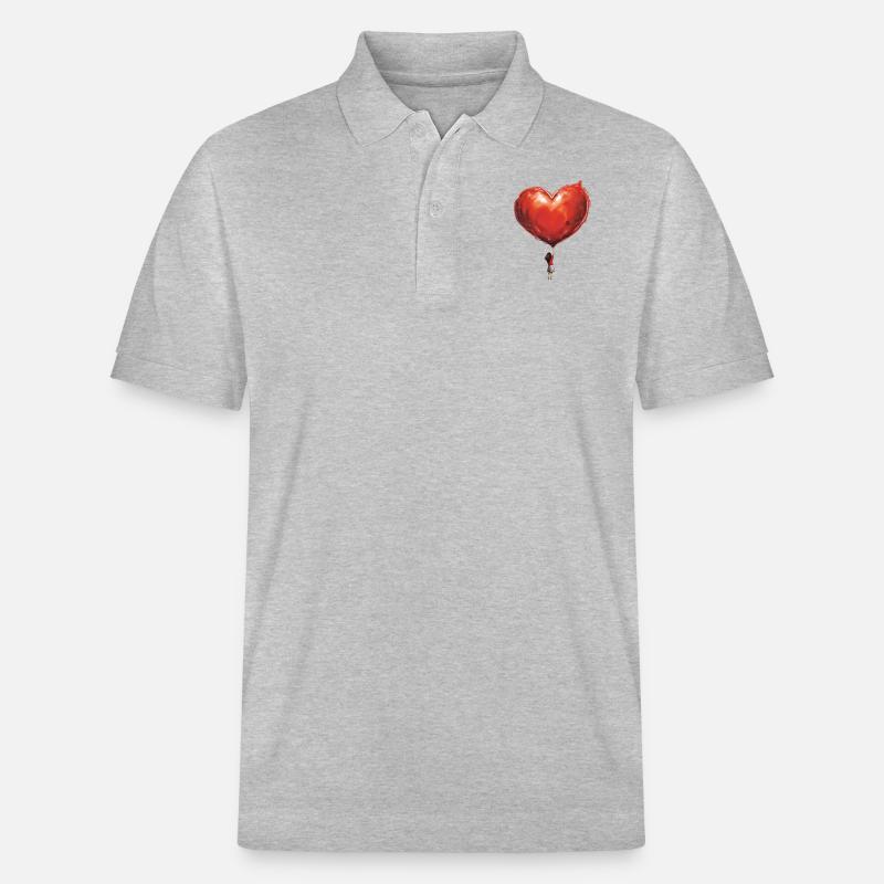 Fille avec ballon coeur géant - Polo PREPSTER bio Stanley/Stella Unisexe - gris chiné