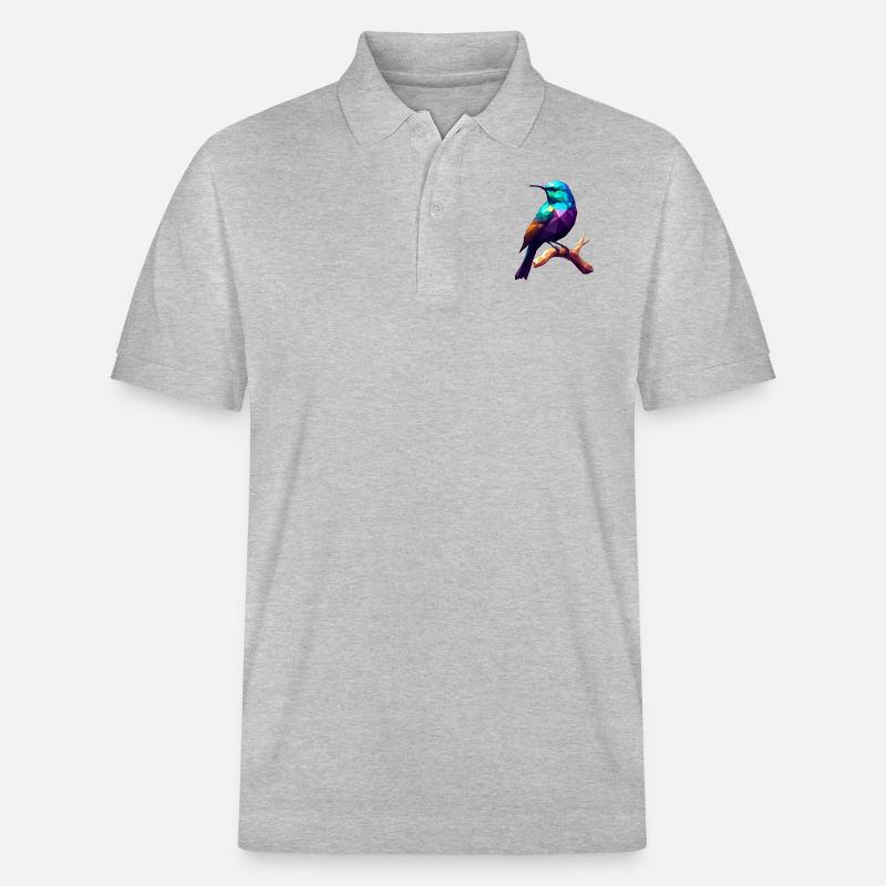 Oiseau abstrait sur branche, idée cadeau - Polo PREPSTER bio Stanley/Stella Unisexe - gris chiné