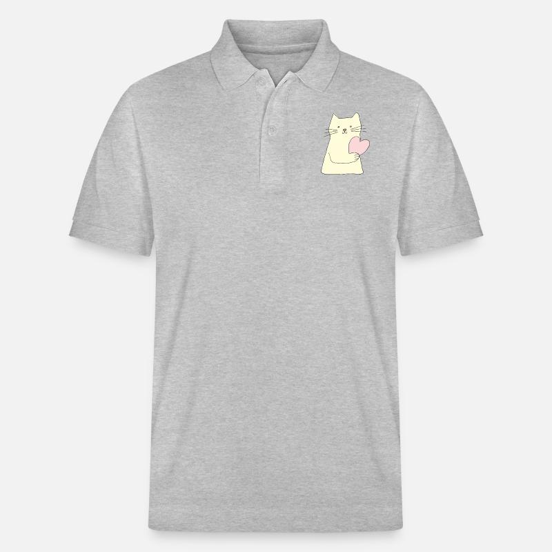 Chat avec cœur - Polo PREPSTER bio Stanley/Stella Unisexe - gris chiné