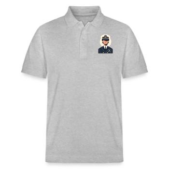 Schiffsführerin ohne Augen - Stanley/Stella Unisex Bio-Poloshirt PREPSTER - Grau meliert - Vorne - Roxy (174cm) & Andy (188cm)