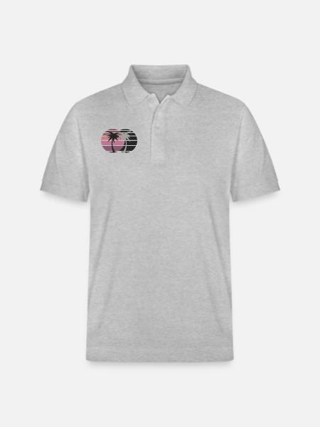 Palmen im Retro-Style - Stanley/Stella Unisex Bio-Poloshirt PREPSTER - Grau meliert