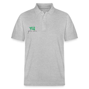 yes you can - Stanley/Stella Unisex Bio-Poloshirt PREPSTER - Grau meliert - Vorne - Roxy (174cm) & Andy (188cm)