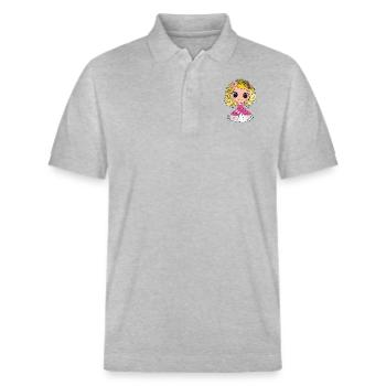 Blonde princess with brown eyes and a pink dress - Stanley/Stella Unisex Organic Polo Shirt PREPSTER - heather grey - Front - Roxy (174cm) & Andy (188cm)