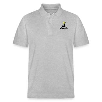 Marseille Bonne Mere etoile Fun and cool OM - Stanley/Stella Unisex Organic Polo Shirt PREPSTER - heather grey - Front - Roxy (174cm) & Andy (188cm)