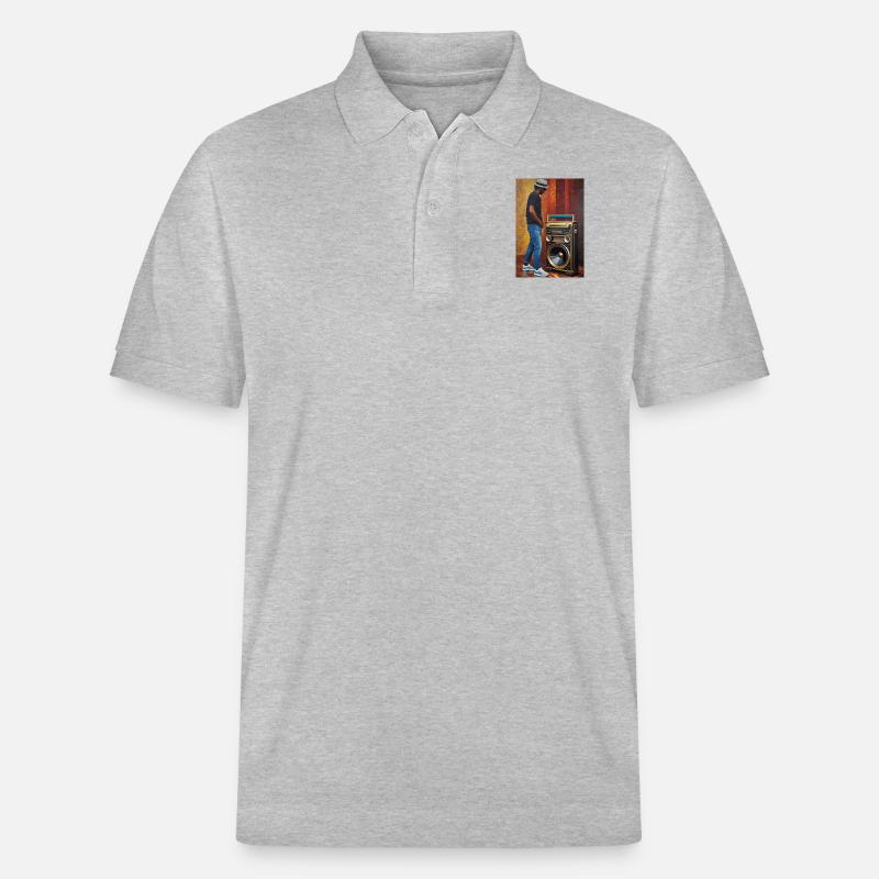 Old School Ghettoblaster - Stanley/Stella Unisex Bio-Poloshirt PREPSTER - Grau meliert