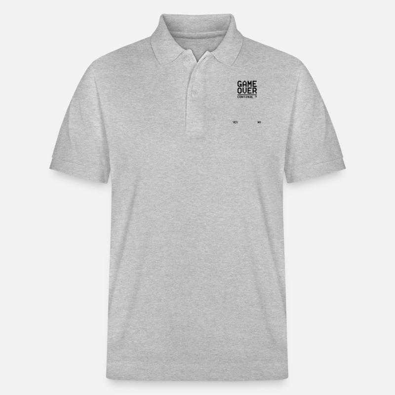 GAME OVER Continue S - Stanley/Stella Unisex Bio-Poloshirt PREPSTER - Grau meliert