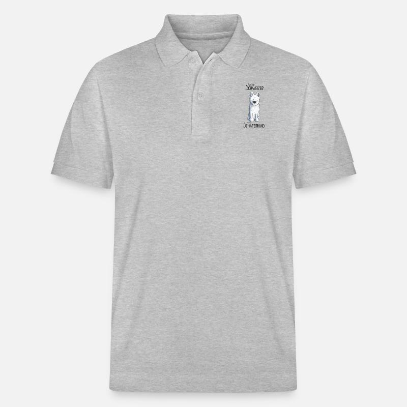 Weißer Schweizer Schäferhund - Stanley/Stella Unisex Bio-Poloshirt PREPSTER - Grau meliert