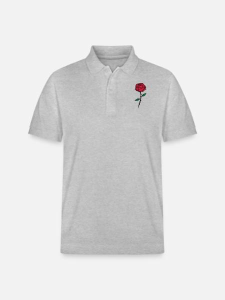rose red design - Stanley/Stella Unisex Bio-Poloshirt PREPSTER - Grau meliert