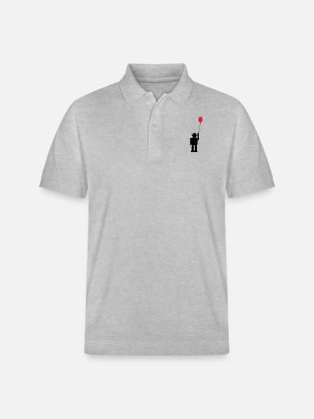 Roboterluftballon Hinten - Stanley/Stella Unisex Bio-Poloshirt PREPSTER - Grau meliert