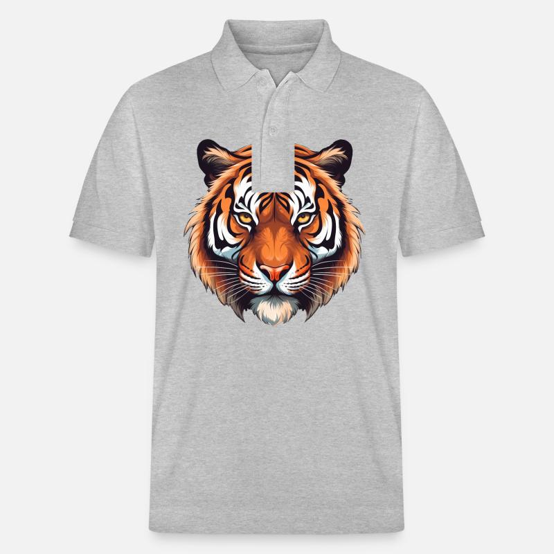 Tiger Head Tiger Lover - Polo PREPSTER bio Stanley/Stella Unisexe - gris chiné