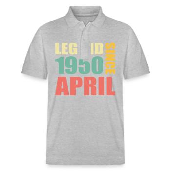 73e anniversaire Avril né en 1950 Idée cadeau - Polo PREPSTER bio Stanley/Stella Unisexe - gris chiné - Devant - Roxy (174cm) & Andy (188cm)