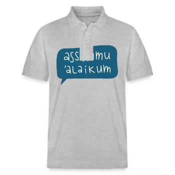 Salam Zusammen! - Stanley/Stella Unisex Bio-Poloshirt PREPSTER - Grau meliert - Vorne - Roxy (174cm) & Andy (188cm)