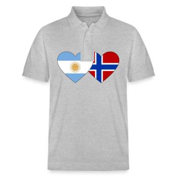 Argentine Norvège Drapeau Coeur - Polo PREPSTER bio Stanley/Stella Unisexe - gris chiné - Devant - Roxy (174cm) & Andy (188cm)