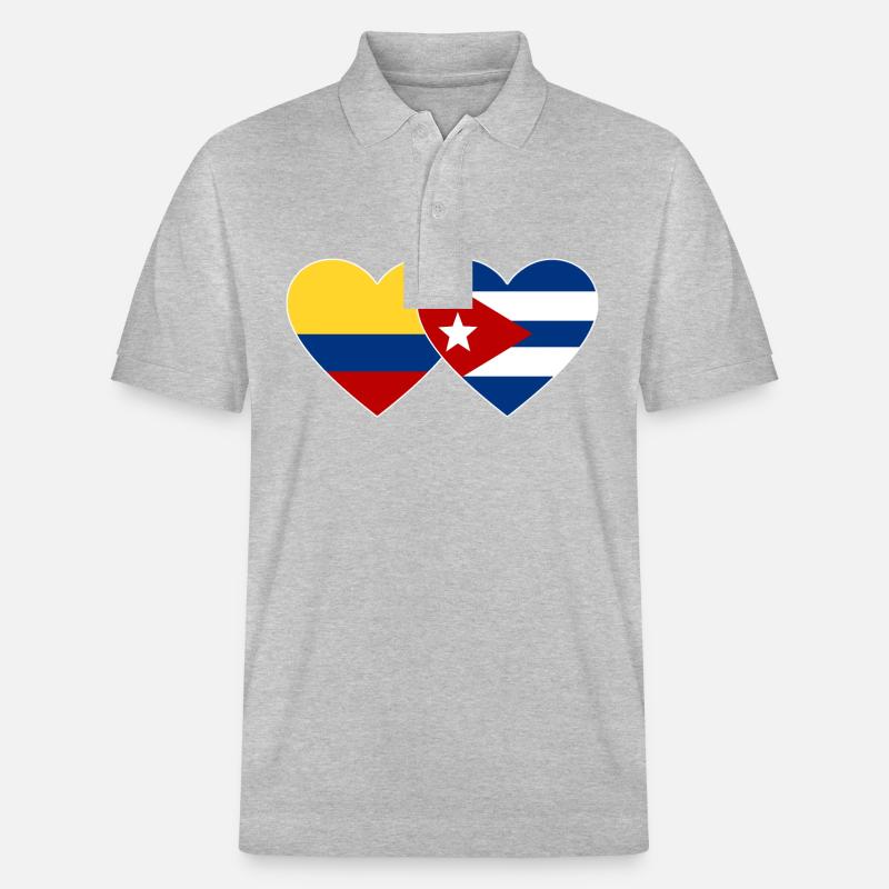 Colombie Cuba Drapeau Coeur - Polo PREPSTER bio Stanley/Stella Unisexe - gris chiné