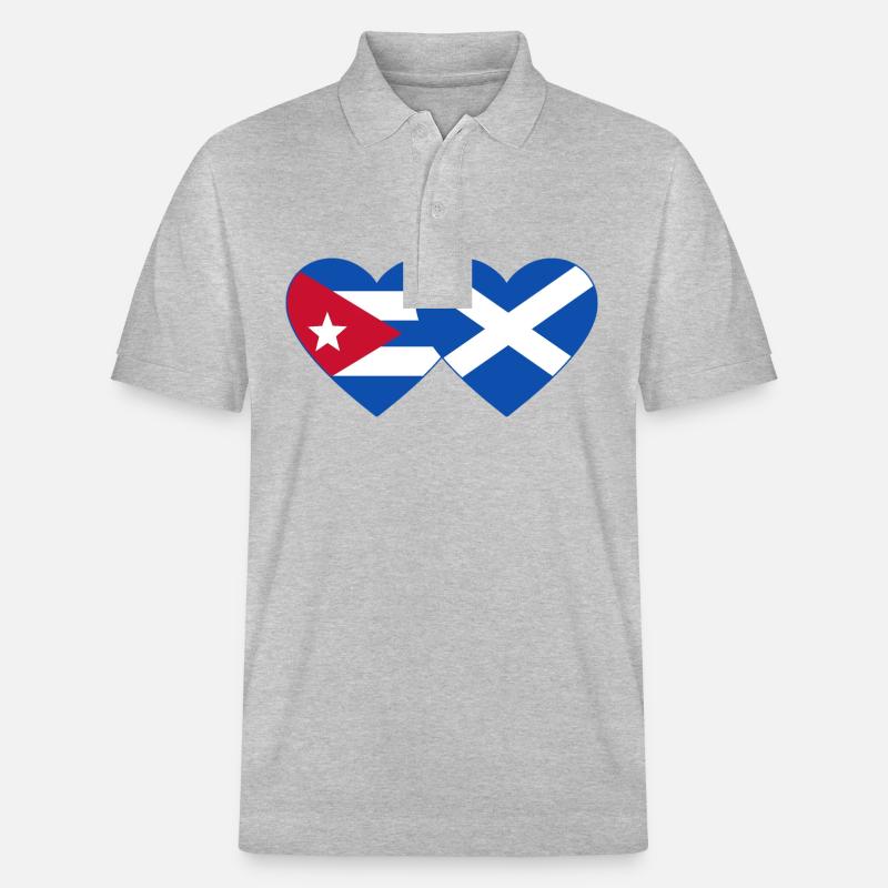 Cuba Ecosse Drapeau Coeur - Polo PREPSTER bio Stanley/Stella Unisexe - gris chiné
