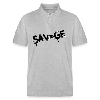 Savage! - Stanley/Stella Unisex Bio-Poloshirt PREPSTER - Grau meliert - Vorne - Roxy (174cm) & Andy (188cm)