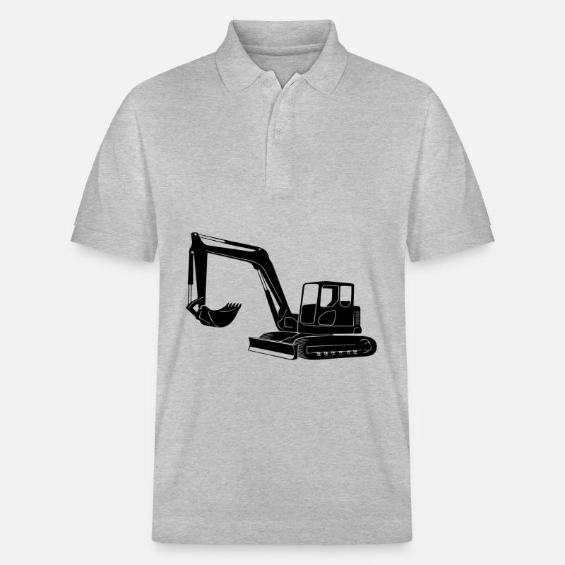Baggerfahrer Silhouette - Baugeräteführer - Stanley/Stella Unisex Bio-Poloshirt PREPSTER - Grau meliert