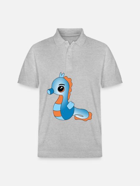 Knuffiges Seepferdchen - Stanley/Stella Unisex Bio-Poloshirt PREPSTER - Grau meliert