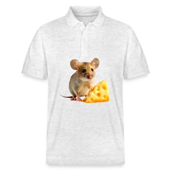 Mouse with cheese - Stanley/Stella Unisex Organic Polo Shirt PREPSTER - heather white - Front - Roxy (174cm) & Andy (188cm)