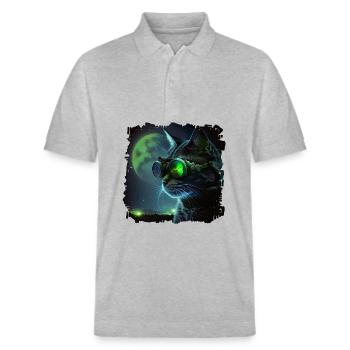 Cats don't need a night vision device - Stanley/Stella Unisex Organic Polo Shirt PREPSTER - heather grey - Front - Roxy (174cm) & Andy (188cm)